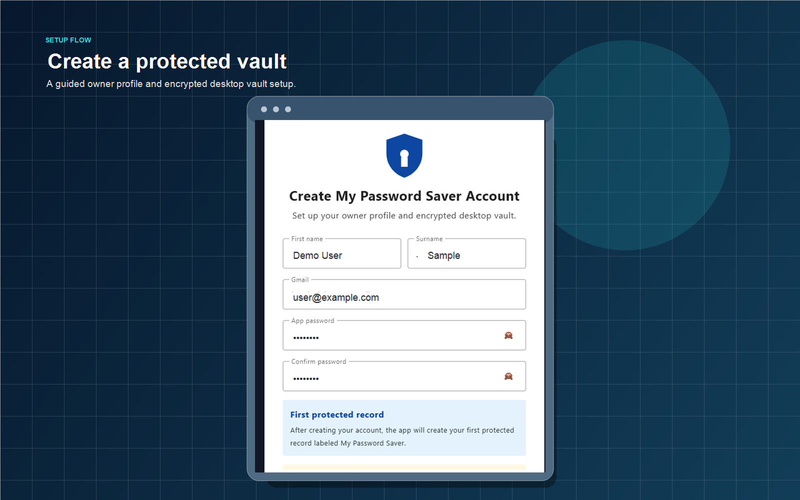 Password Saver privacy and safety display