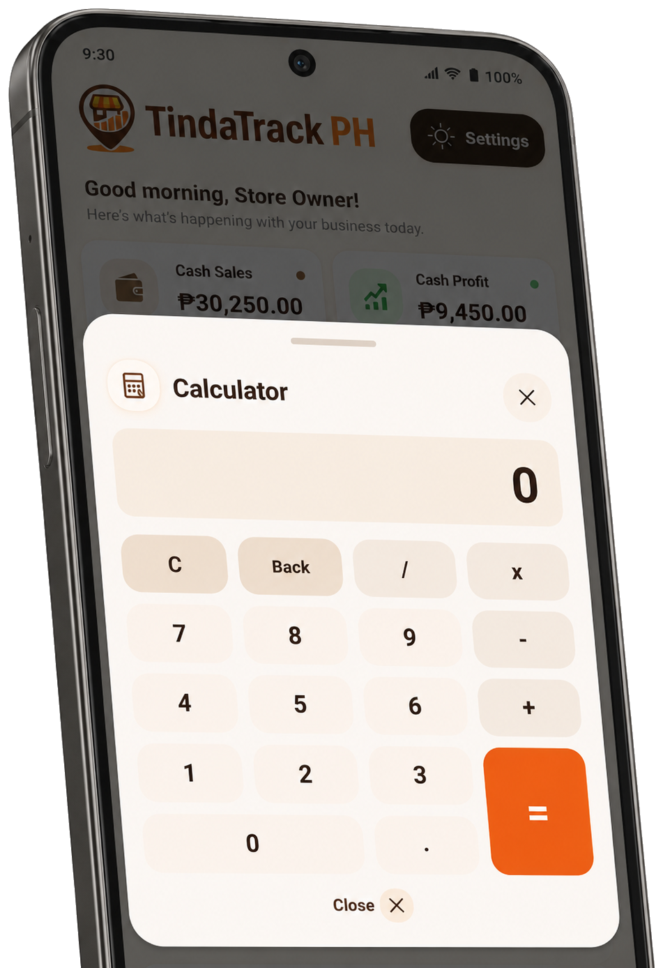 TindaTrack PH calculator screen